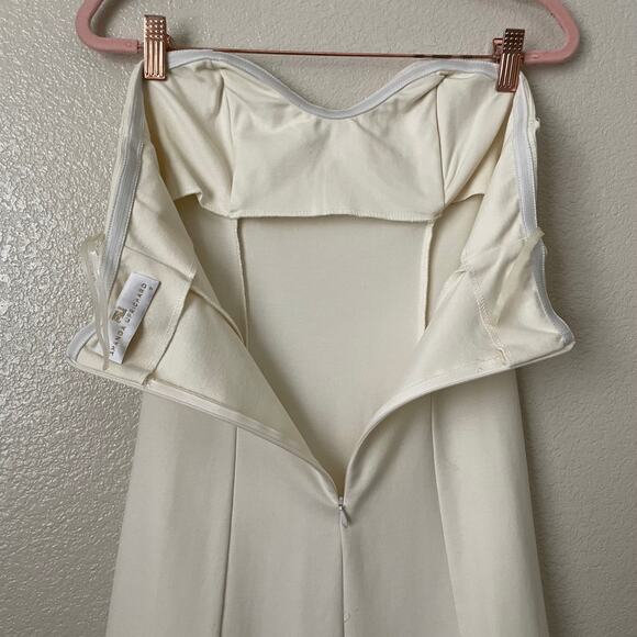 Amanda Uprichard Dress Womens Small Cream Strapless Knit Mini Bridal Cocktail - Picture 8 of 13